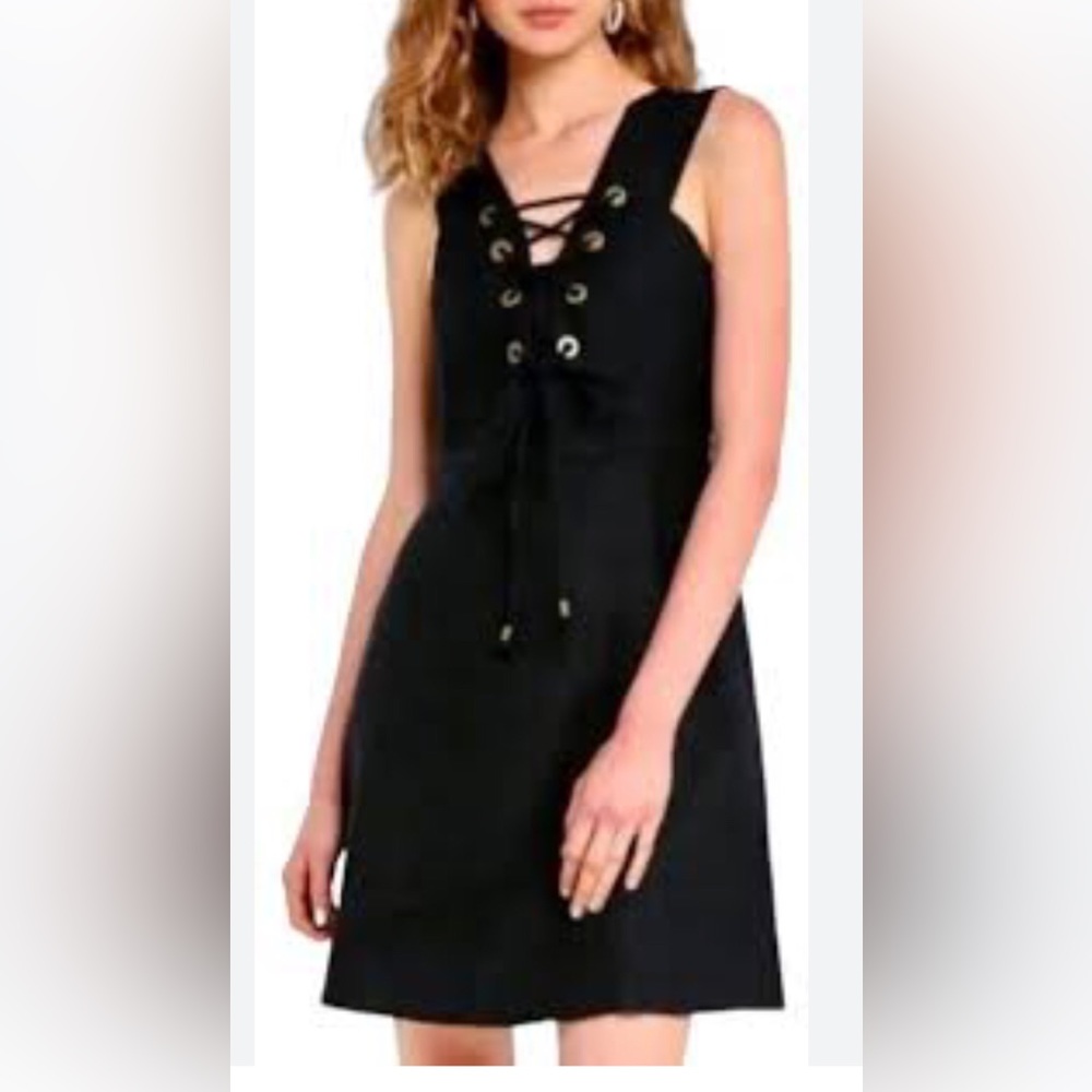 J. Crew Black Linen Sleeveless Lace Tie Bodice Dress
